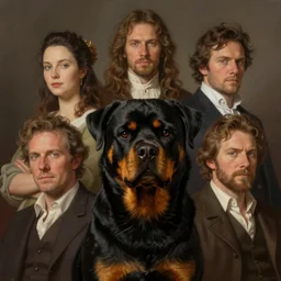 portrait of noble rottweiler. digital art by jeff easley, anna dittmann, jeremy mann, intricately detailed, in the style of romanticism, cinematic, artstation, greg rutkowski