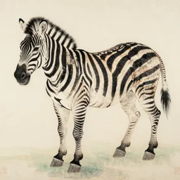 zebra with tiger stripes, traditional chinese painting,
