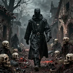 plague doctor walking through a town ravaged by plague, dark, creepy, death, disease, hyperdetailed, concept art, artstation