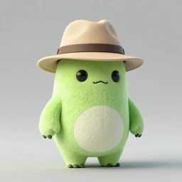 plushie toy light green playpus in fedora, 3D-Render, realistic