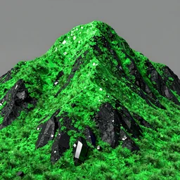 Mountain bright HD 4k Green and black Realistic colorful Glitching crystal in the style of nam das