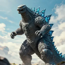 godzilla by hideaki anno, hyperrealistic, artstation