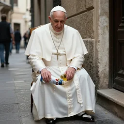 the pope getting drunk in a back alley, digital photograph, highly detailed
