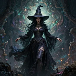 photo of mystical witch, hyper detailed, flowing background, intricate and detailed, trippy, 8 k, octane render