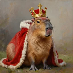 oil painting of a capybara dressed as a king, detailed, portrait