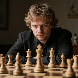 magnus carlsen as the king piece of a chess board
