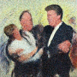'jeffrey epstein and bill clinton drunk, laughing, flailing, squeezing, gripping, painting by phil hale, 'action lines'!!!, graphic style, visible brushstrokes, motion blur, blurry