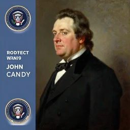official side portrait of united states president john candy, in a black suit, 1 7 8 8, a character portrait by cassius marcellus coolidge, reddit contest winner, american romanticism, oil on canvas, detailed painting, creative commons attribution