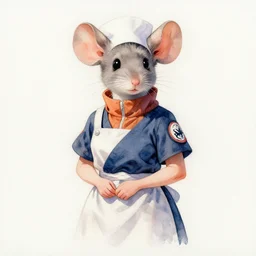 a oil / watercolor painting of the selfless female anthropomorphic mouse midwife. her wardrobe is complicated in the style of bleach in the style of naruto in the style of dragon ball trending on artstation deviantart pinterest furaffinity hyper detailed photorealistic highlights and shadow hd 8 k post - processing high resolution