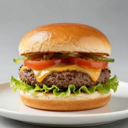 beautifully presented burger, food photography, professional
