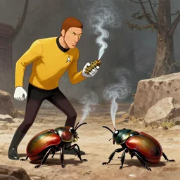Ganja smoking startrek engineer fighting bogus beetles,