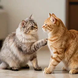 turkish van cat fighting ginger cat