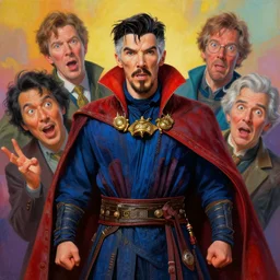 a playful and panacea detailed photorealistic painting of dr strange, by ron walotsky, noriyoshi ohrai, tony cragg and edmund dulac.. ver mas aqui art movement. trending on artstation. hyper detailed, concept art, hyperrealism, 1 6 k resolution, rendered with cinema 4 d, 8 k resolution, hypermaximalist, cgsociety, zbrush central, behance hd, masterpiece, digital matte painting, trending on artstation, multicoloured