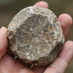 extreme close - up shot of holding a rock, photorealistic