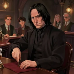 young severus snape sitting in a bar, fantasy, concept art, artstation, disney, pixar, dreamworks, anime, tyler edlin, feng zhu, jason chan, thomas karpi