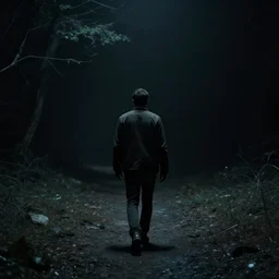 man walks throug a dark void, Sci-fi Art