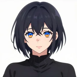 anime portrait of a beautiful woman, blue - orange eyes, ilya kuvshinov, black clothing, anime, pixiv top monthly, trending on artstation, cinematic, danbooru, zerochan art, kyoto animation