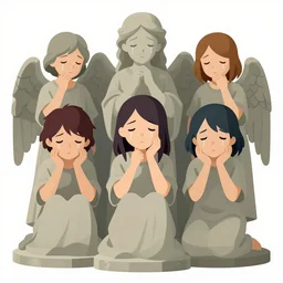 beautiful portrait, weeping angels, angel of grief, stone statues, clean cel shaded vector art. shutterstock. behance hd by lois van baarle, artgerm, helen huang, by makoto shinkai and ilya kuvshinov, rossdraws, illustration
