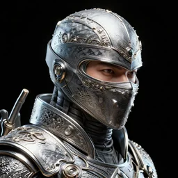 ( ( ninja portrait ) ), by akihito yoshida, by h. r. giger, octane render, by wlop, refractive, ray tracing reflections, diffraction grading, insanely detailed and intricate, hypermaximalist, elegant, ornate, hyper realistic, super detailed, deep black background