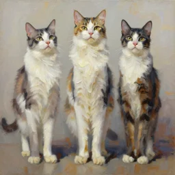 highly detailed painting of cats with really really tall legs by william turner, thick brush strokes and visible paint layers, 4 k resolution