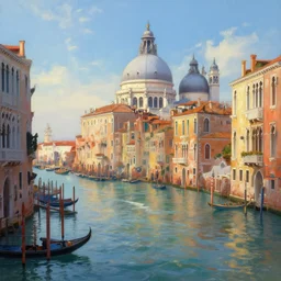 landscape painting of solarpunk venice, by greg rutkowski craig mullins volumetric lighting clear focus atmospheric cinematic lighting, trending on artstation