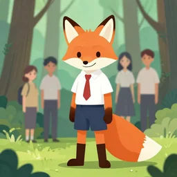 school uniform wearing fox, clean cel shaded vector art. shutterstock. behance hd by lois van baarle, artgerm, helen huang, by makoto shinkai and ilya kuvshinov, rossdraws, illustration, english forest
