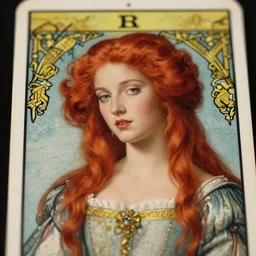 redhead woman, rococo and art nouveau, tarot card, highly detailed, deep focus, elegant, smooth, sharp focus, 8 k, artgerm, maxfield parrish