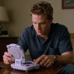 reggie fils aime pooping on a sega dreamcast console, movie still, 8 k, hd