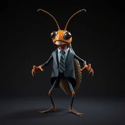 cockroach character securityguard : : black suit tie : : head torso legs feet : : lorax movie : : nightmare before christmas : : artstation