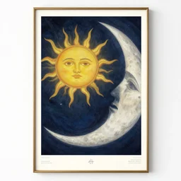 a sun and moon poster by cecilia ruiz,