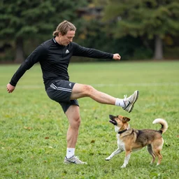 Ishowspeed kicking a dog