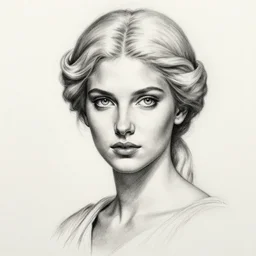 realism tattoo sketch of anna jagodzinska as a beautiful greek goddess aphrodite with piercing eyes wearing a laurel wreath and triangle earrings, in the style of greg rutkowski, amazing detail