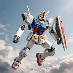 socialist gundam communist communist communist robot with claws claws claws flying in the dawn of the humanity, anime stile, cell shading, cinematic lighting, highly detailed, bioluminscent, plasma