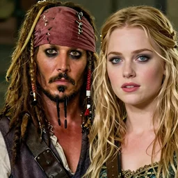 a beautiful mix of captain jack sparrow and amber heard, hyper realistic face, beautiful eyes, cinematic, long shot, hyper detailed, 8 5 mm photograph, 8 k resolution, film still, sharp lens, wide lens