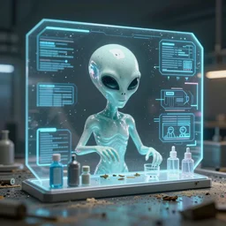 alien shop, futuristic, holographic, 8k, sharp focus, dirty