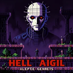Hellraiser Silent Hill Moratl Kombat as a Sega Mega Drive Genesis sidescroller game by H.R. Giger, Junji Ito, pixelated
