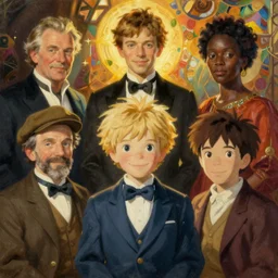 calvin and hobbes, portrait painting by richard schmid, edgar maxence, kehinde wiley, thomas moran, maxfield parrish, studio ghibli, loish, alphonse mucha, fashion photography