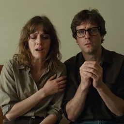 female todd solondz stars in the tenant by roman polanski and possession by andrzej zulawski and funny games by michael haneke, glasses, scared, screaming and crying, violent, by francis bacon, seventies film, cinemaic, dramatic, soft light