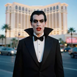 35mm portrait of a vampire in las vegas, in focus