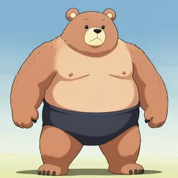 bear sumo wrestler photograph, fursona, anthro, detailed fur, makoto shinkai