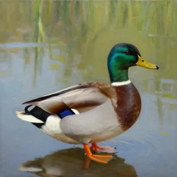 a duck on the prowl oil painting