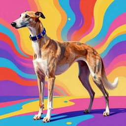 elusive greyhound, hyper detailed, colorful vivid psychedelic palette, masterpiece, bold, illustration, cgsociety, octane render, ambient light