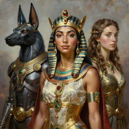 portrait oils, beautiful female hybrid cyborg atlantean anubis hada mehwish hayat elsa jean alien warrior, regal, realistic, refined, detailed, digital art, jessica rossier, michael cheval, esao andrews, steampunk, walt disney, francois boucher, oil painting, highly detailed, cinematic lighting, unreal, natural tpose