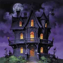 The Haunted House on the Hill by Yoshitaka Amano.