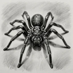 gigantic spider, gloomy ambience, dark grey, black and white scheme, pencil sketch, by louise bourgeois