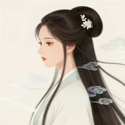 chinese classical comely beauty has a side face and long hair woven with clouds ， holographic 🌠 wind convergence digital matte illustration, pastiche by dan mumford, pastiche by cyril rolando, pastiche by victo ngai, precise and intricate linework, art nouveau cosmic nebula 4 k detailed matte illustration trending on illustrationx, cgsociety, buff and aq