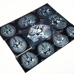( ( dither ) ), editorial illustration multiple ct scan slices of a brain linked together, isometric, modern art deco, ( ( mads berg ) ), christopher balaskas, victo ngai, rich grainy texture, detailed, dynamic composition, wide angle, matte print, art nouveau, unreal engine