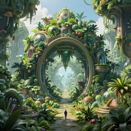 portal to a futuristic vegetative world, extremely detailed, sharp focus, wide view, full body shot, smooth, digital illustration, by, rutkowski, by rossdraws, frank franzzeta, sakimichan, mcbess, yerka