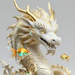 close-up portrait dragon 3d composition, mucha, moebius, New art nouveau, gold betta fish, bioluminescent, intricate artwork by Tooth Wu and wlop and beeple. octane render, trending on artstation, greg rutkowski very coherent symmetrical artwork. cinematic, hyper realism, high detail, octane render, black studio background, 8k