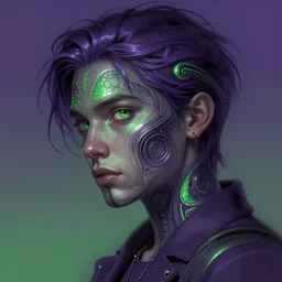 SIP TECH sharp focus, intricate, elegant, digital painting, artstation, matte, highly detailed, concept art, illustration, volumetric lighting, purple green color scheme, art by Ilya Kuvshinov, artgerm